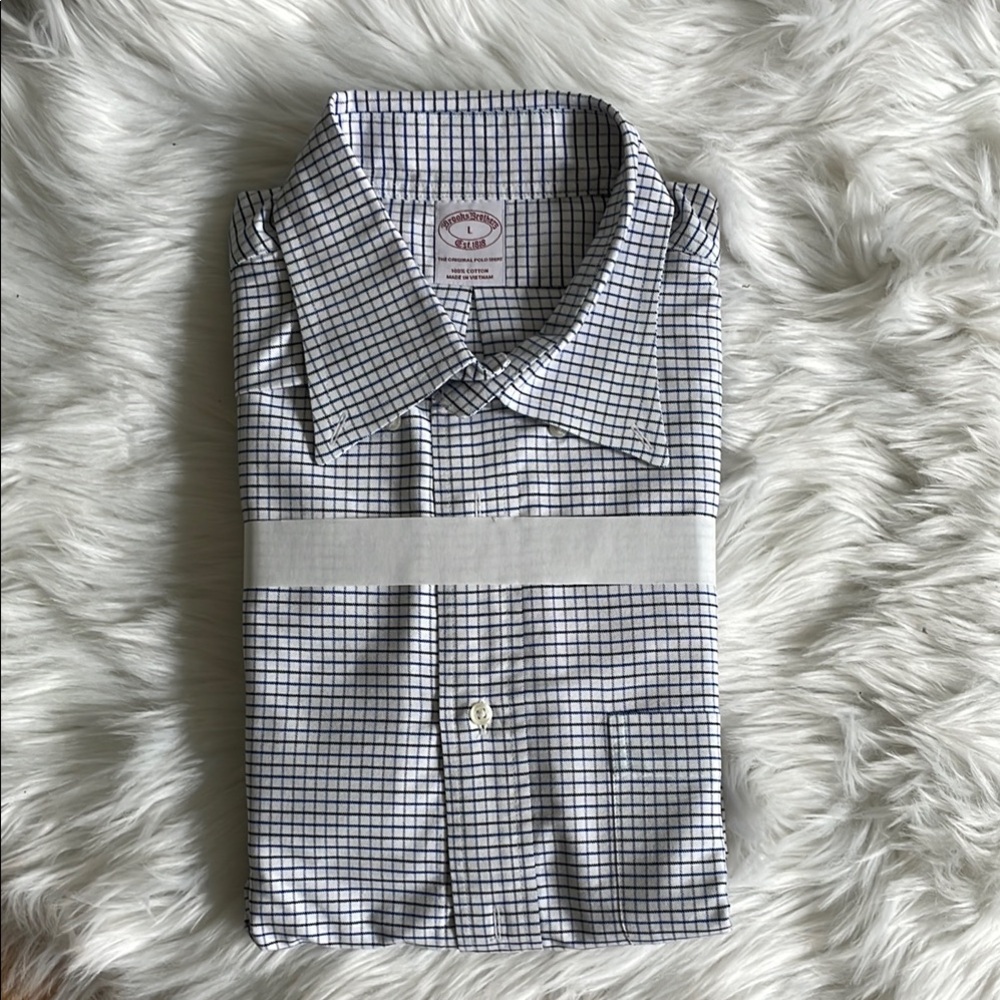 Brooks Brothers Blue and White Gingham Dress Shirt
